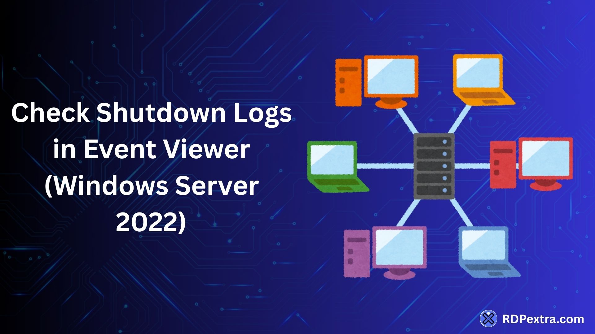 Check shutdown logs in Event Viewer on Windows Server 2022 using RDP