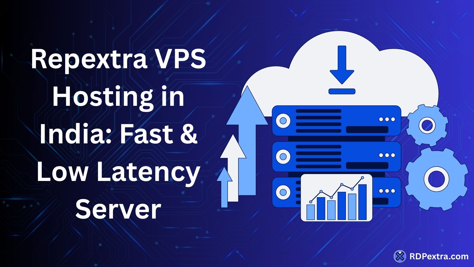 Repextra VPS hosting in India fast and low latency server illustration with cloud and server infrastructure