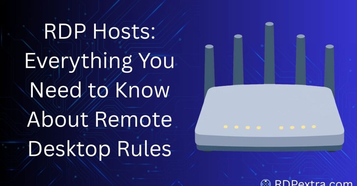 RDP Hosts remote desktop protocol explanation with network router illustration – RDP Server Protocol guide