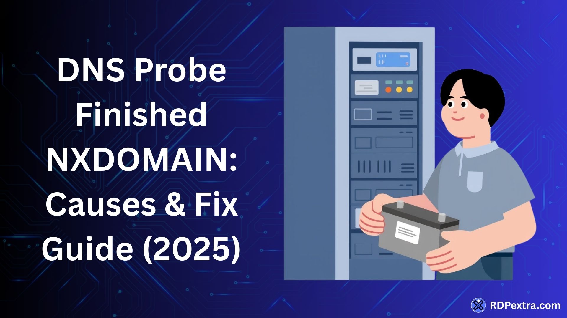 DNS Probe Finished NXDOMAIN causes and fix guide 2025 with server troubleshooting illustration
