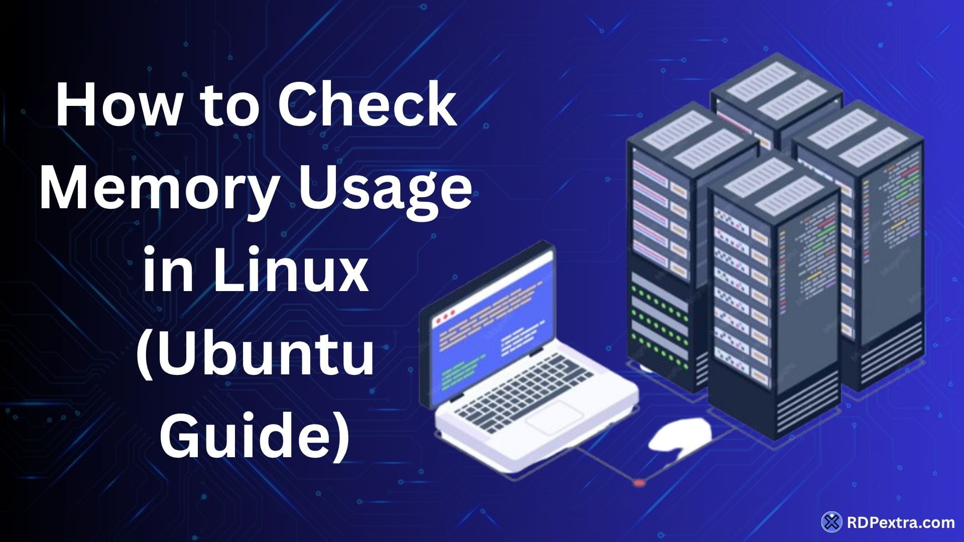 Illustration showing how to check memory usage in Linux Ubuntu using terminal commands and system monitoring tools.
