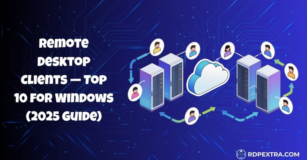 Users connecting to remote server racks through a central cloud in a remote desktop network