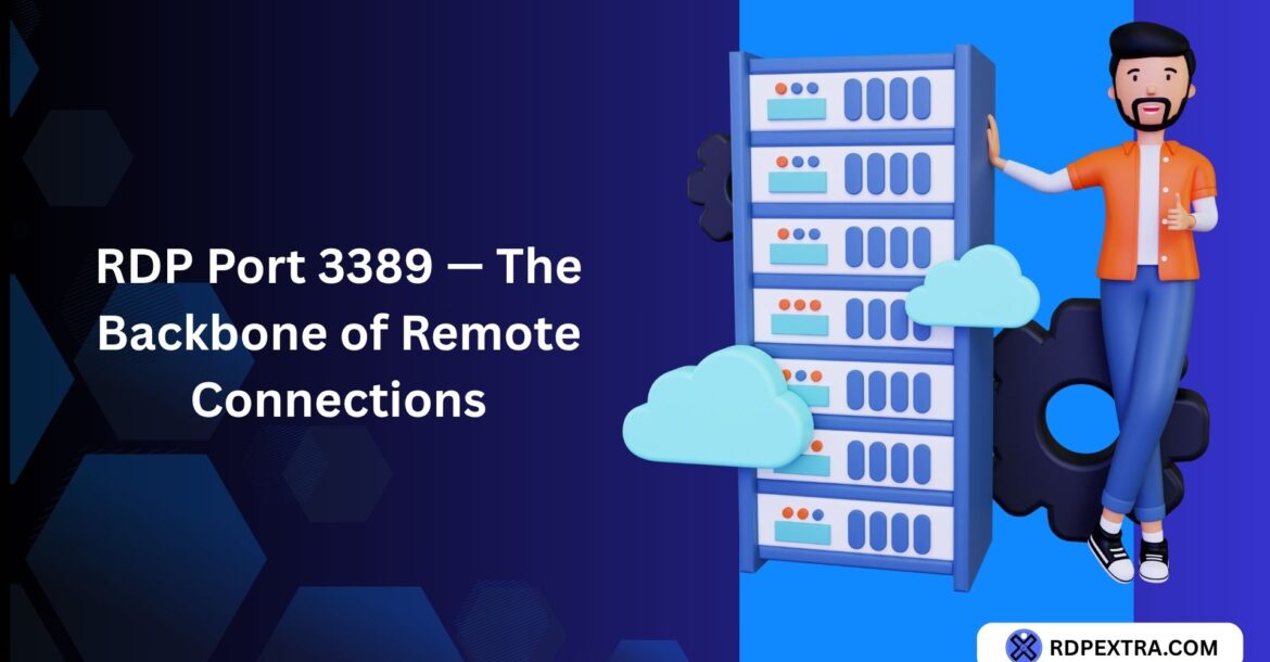 RDP Port 3389 – The Backbone of Remote Connections with cloud server illustration