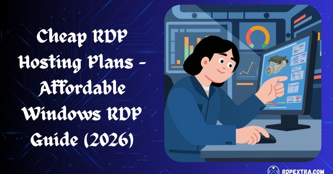 Cheap RDP hosting plans showing an affordable Windows RDP setup for remote work and online tasks