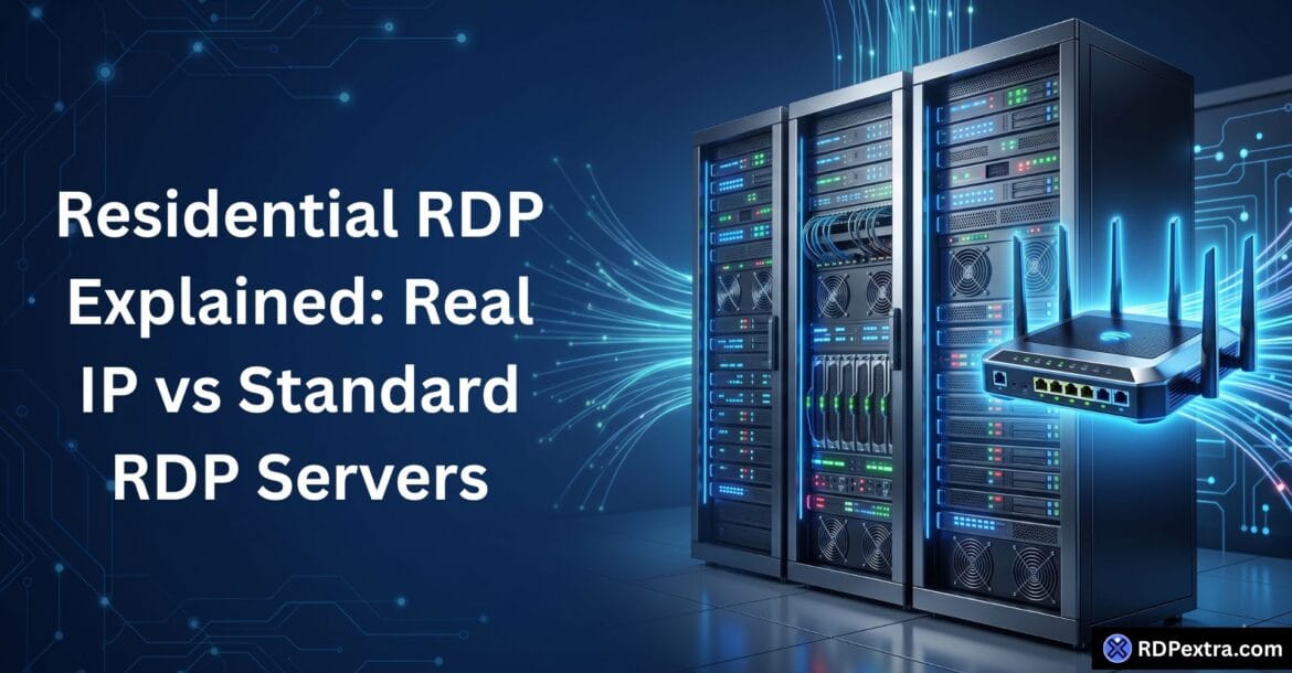 Residential RDP explained with a comparison of real residential IPs and standard RDP servers for secure remote access and trusted online sessions.